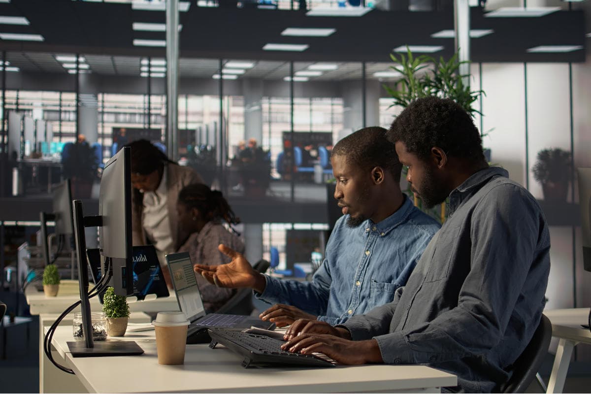 Advantage Online team collaborating on software development